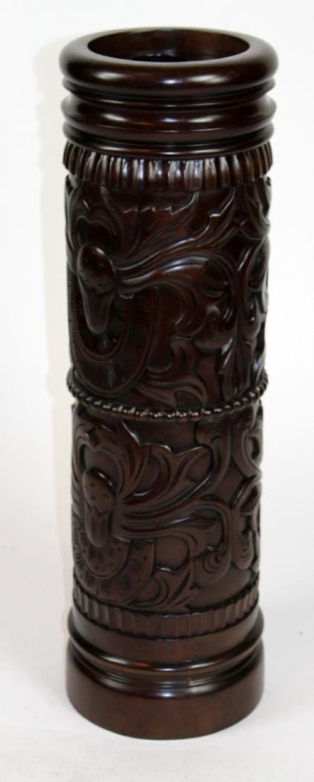 Relied carved mahogany umbrella stand (1 of 4)