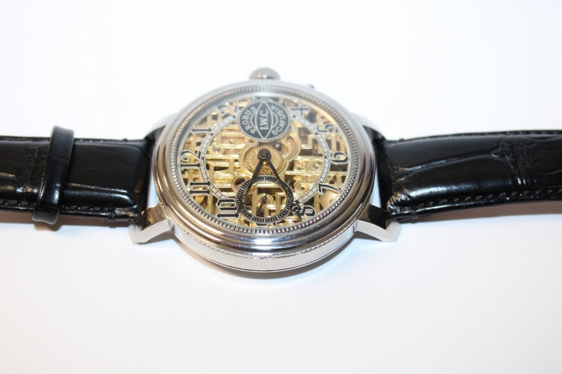 Men's IWC skeleton pocket watch movement wrist watch (1 of 10)