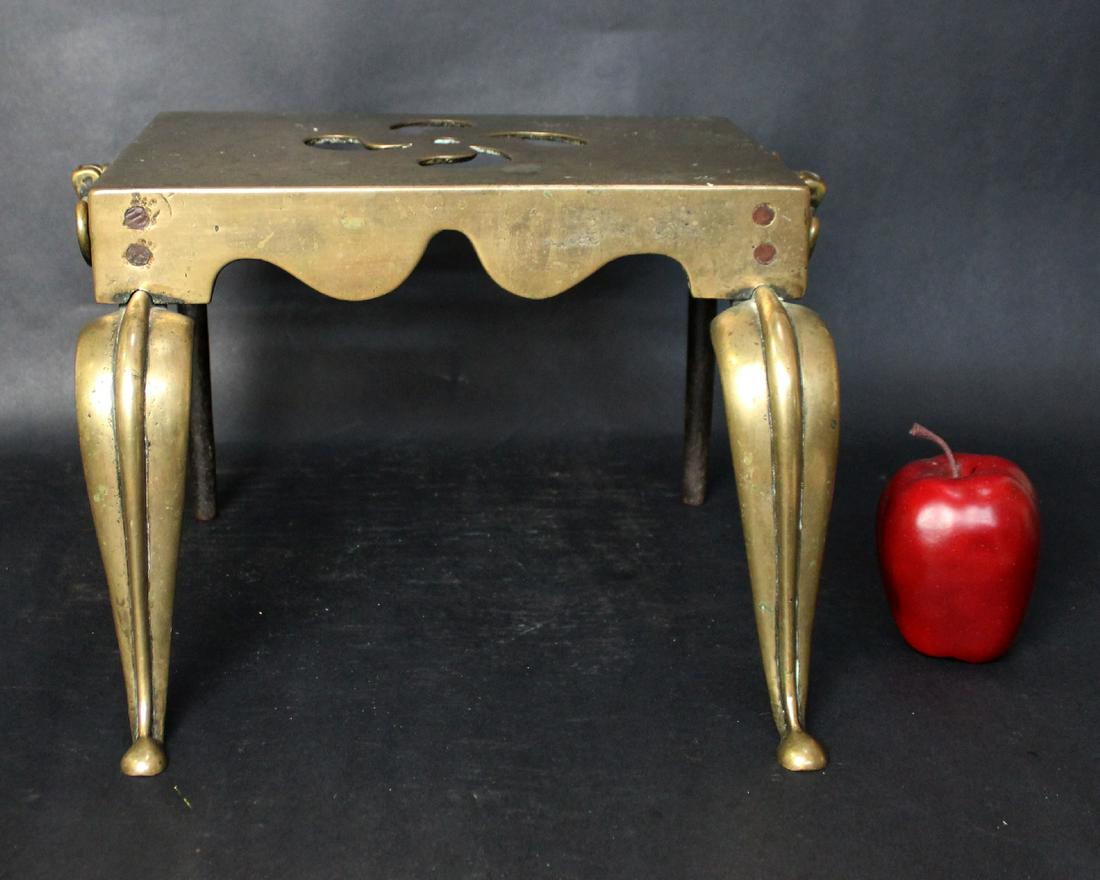 Brass footman carriage step stool: Brass footman carriage step stool. Late 19th century. 9"h x 13"w x 10"d