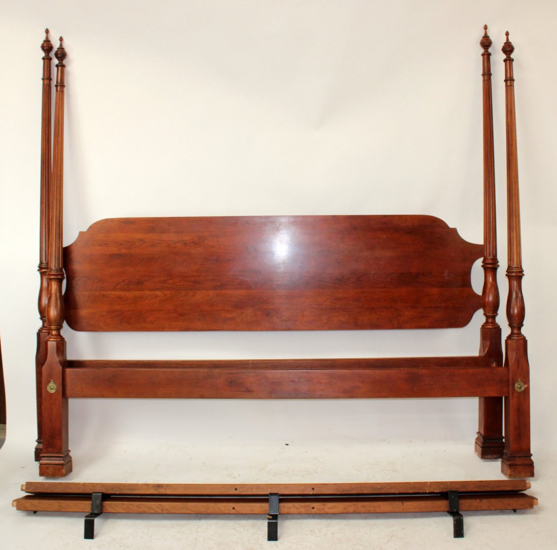 Stickley 4 poster king size bed in cherry: Stickley 4 poster king size bed in cherry. 78"h x 82"w, rails measure 79"l