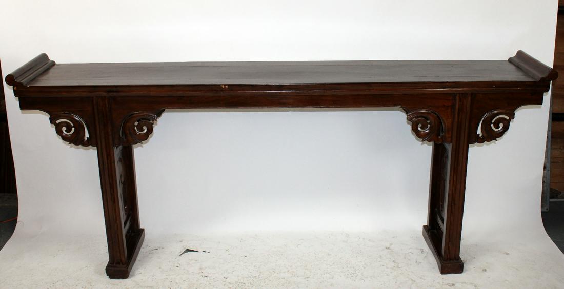 Chinese Ming style console table: Chinese Ming style console table in mahogany. 20th century. 37 1/2"h x 89"w x 15 1/2"d