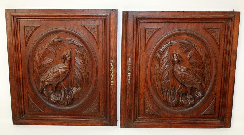 Pair of French carved oak panels with birds (1 of 6)