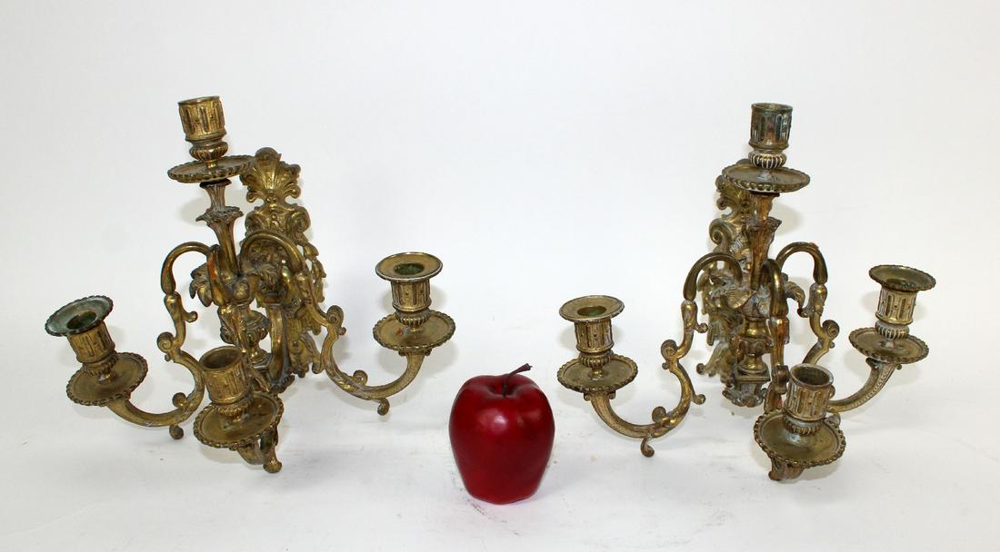 Pair of French Louis XV style bronze  candle sconces (1 of 8)