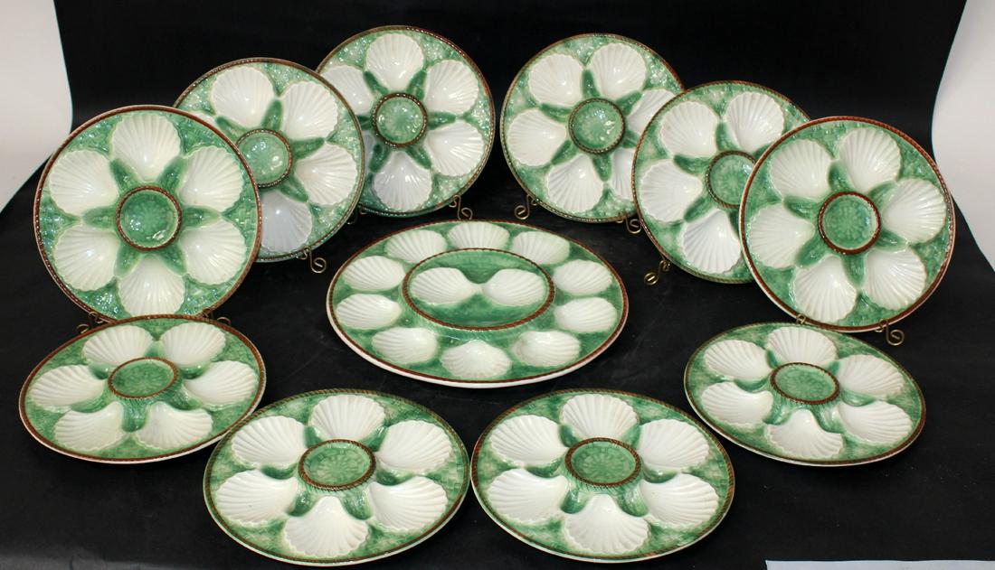 10 French Majolica oyster plates & 1 platter (1 of 7)