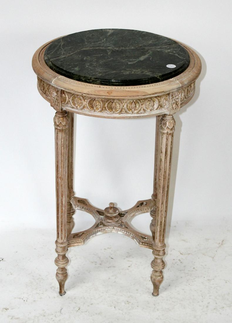 Louis XVI style walnut pedestal with marble top (1 of 6)