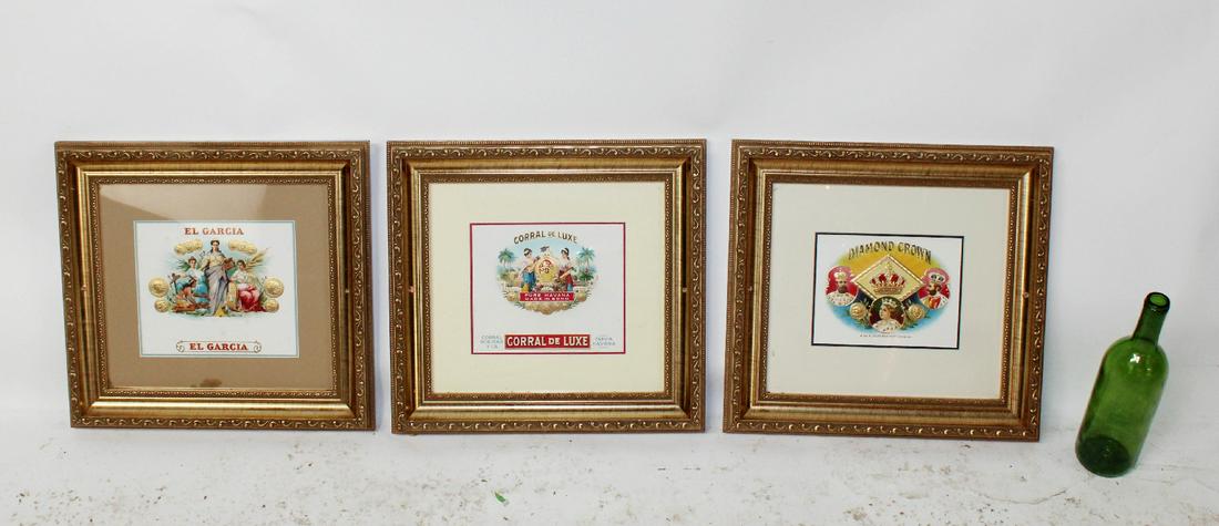 Lot of 3 framed cigar box labels (1 of 5)