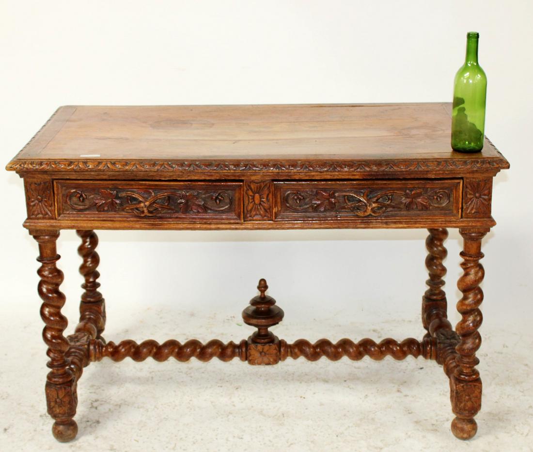 French oak bureauplat desk with barley twist (1 of 9)