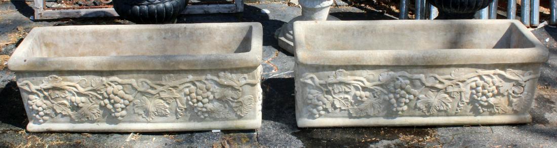 Pair of cast concrete rectanguar planters (1 of 4)
