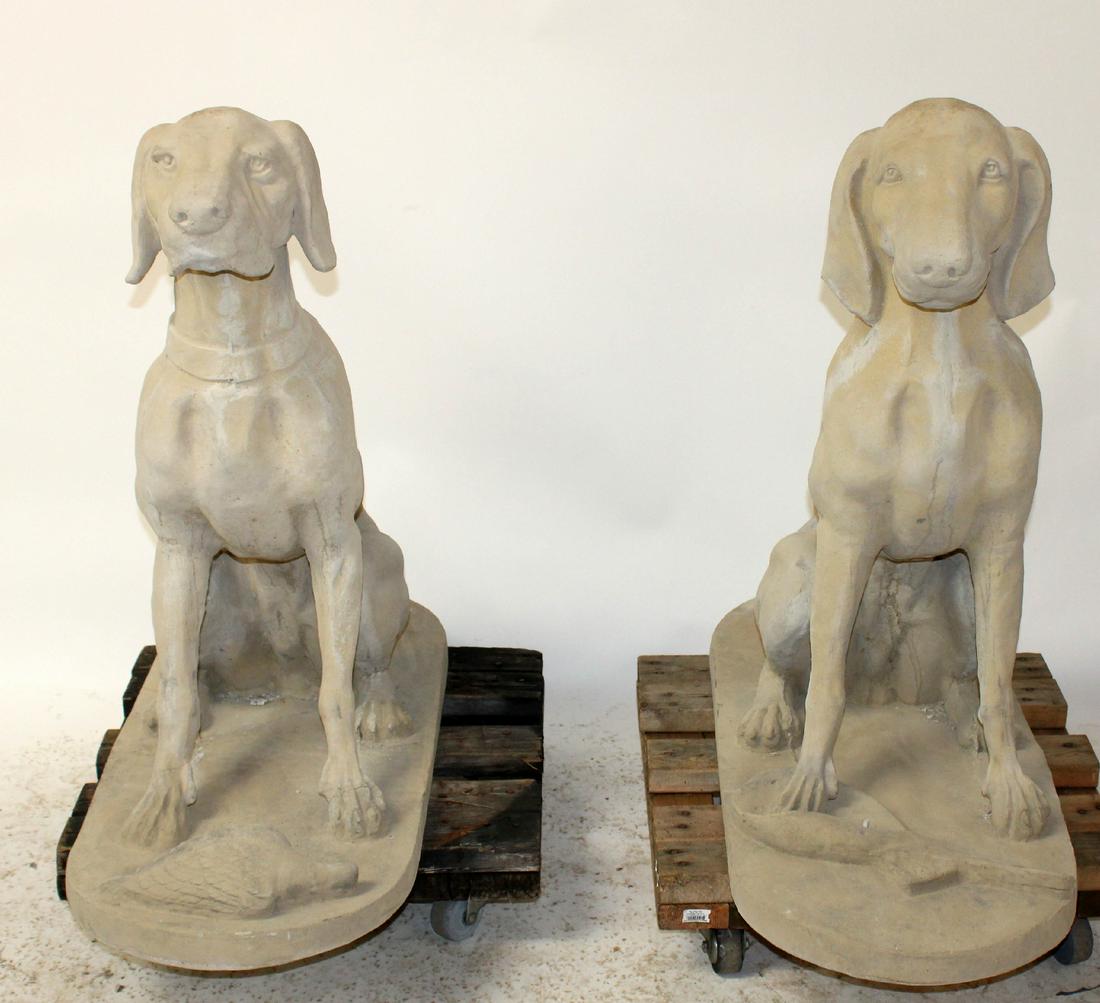 Pair of Belgian cast stone entry dogs (1 of 9)