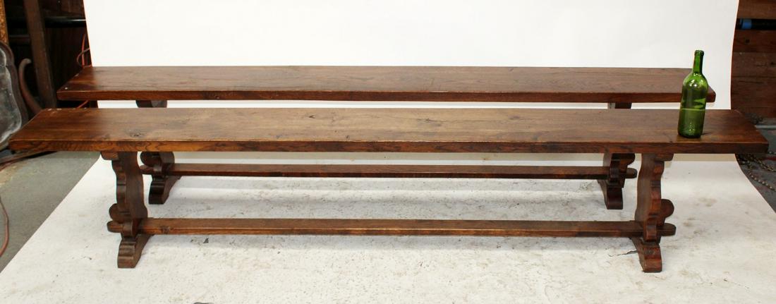 Lot of 2 French backless benches in oak (1 of 5)