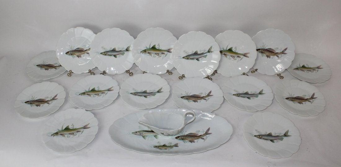 French Limoges porcelain fish service - 18pcs (1 of 9)