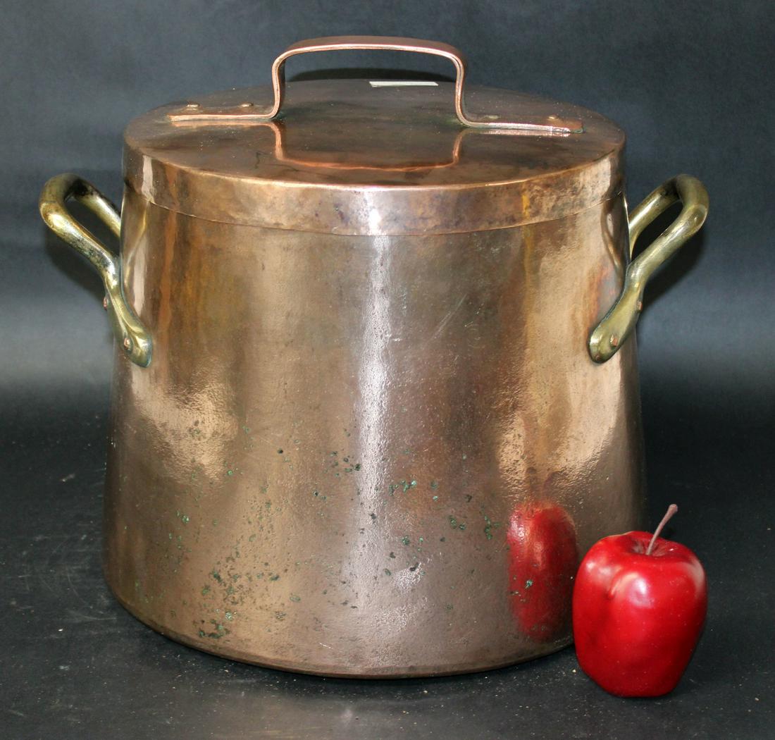 French large copper stock pot with lid (1 of 9)