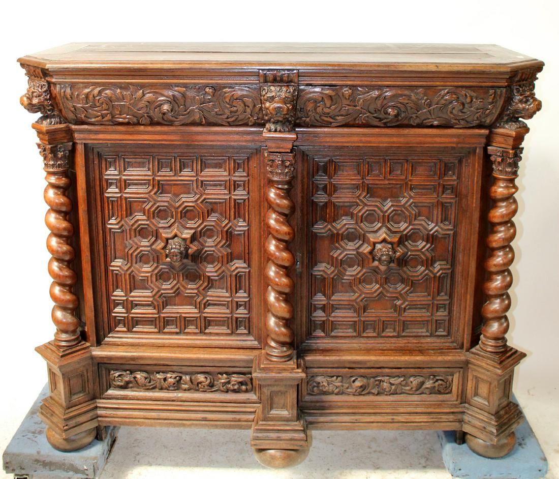 French Renaissance carved oak buffet bas (1 of 11)