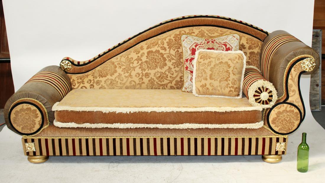 Upholstered rolled arm recamier sofa. 21st century. (1 of 8)