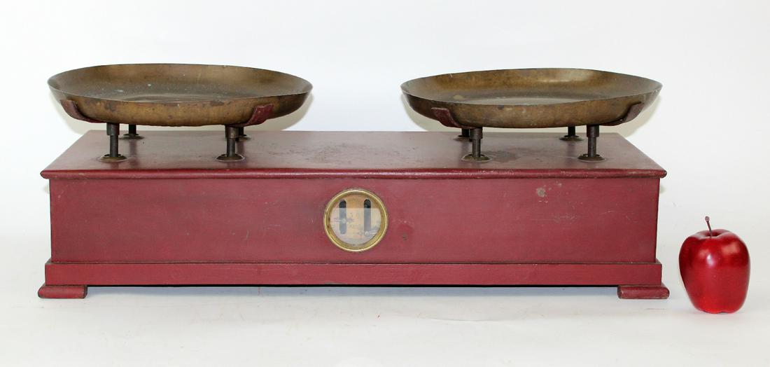 French Napoleon III grocers scale in red case (1 of 7)