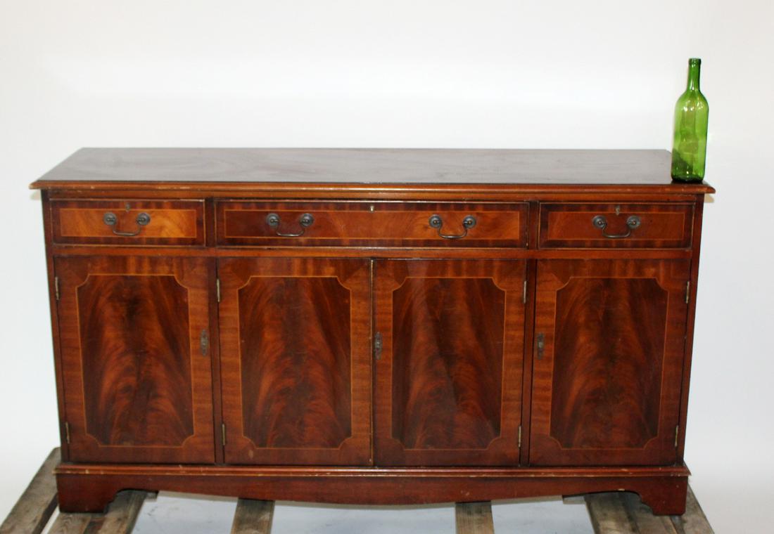 English banded mahogany 4 door sideboard (1 of 9)