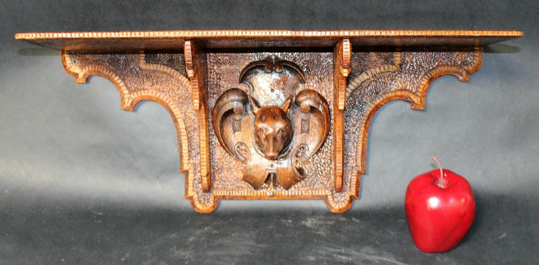 French wall shelf with carved fox head (1 of 10)