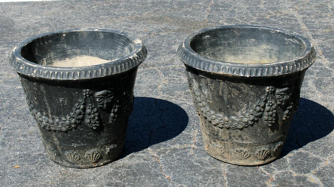 Pair of painted concrete garden planters (1 of 5)