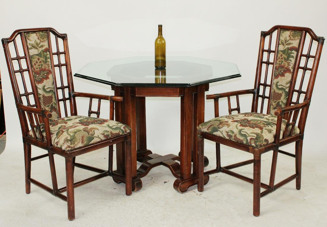 Chinese Faux bamboo octagonal table & 2 chairs (1 of 11)