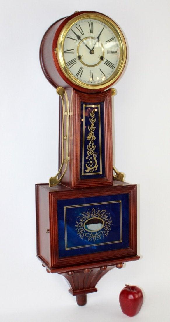 American banjo clock in mahogany case with reverse (1 of 6)