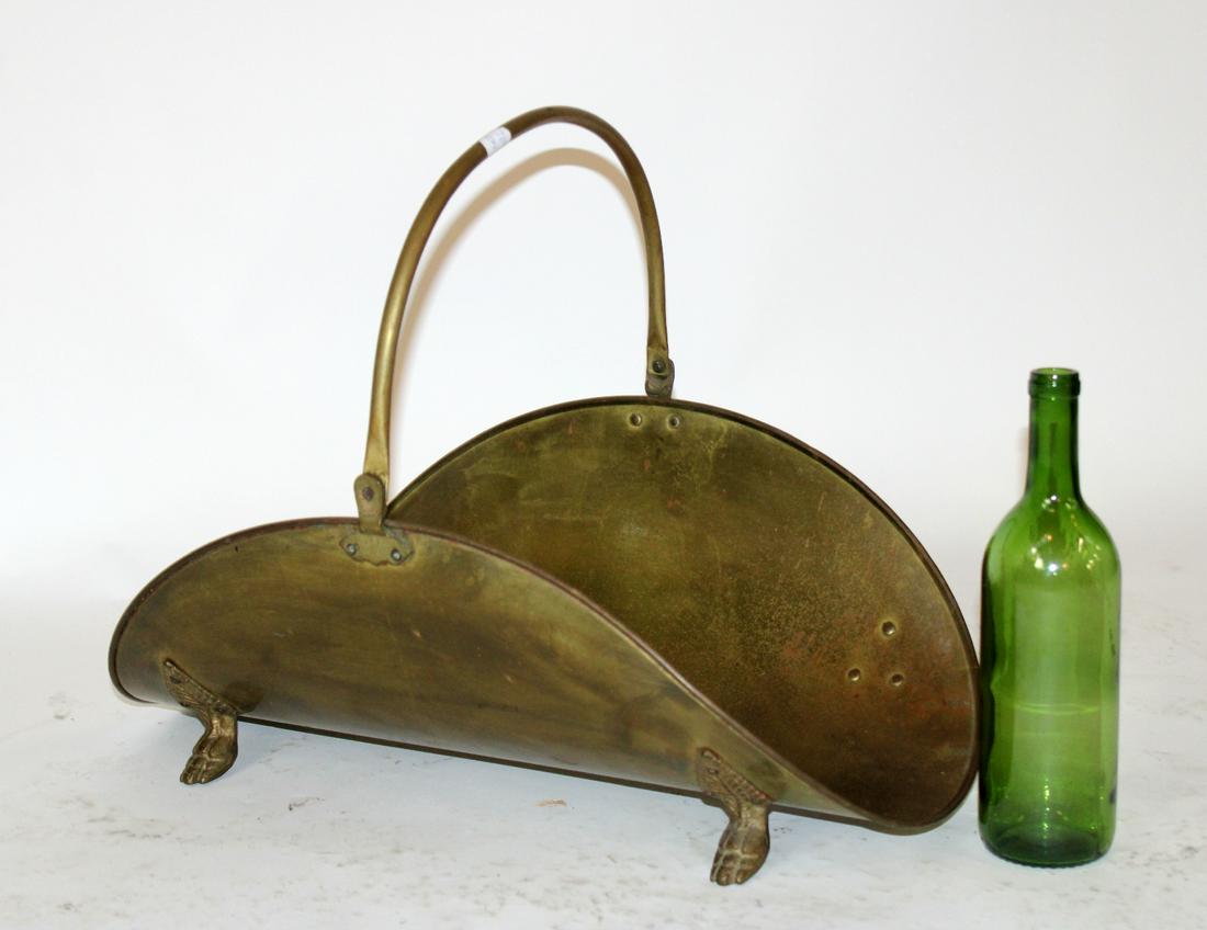 Antique American brass fireplace log holder (1 of 7)