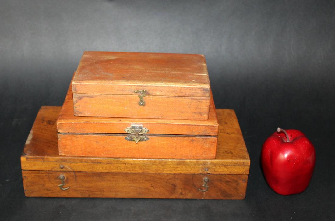 3 antique wooden boxes (1 of 4)