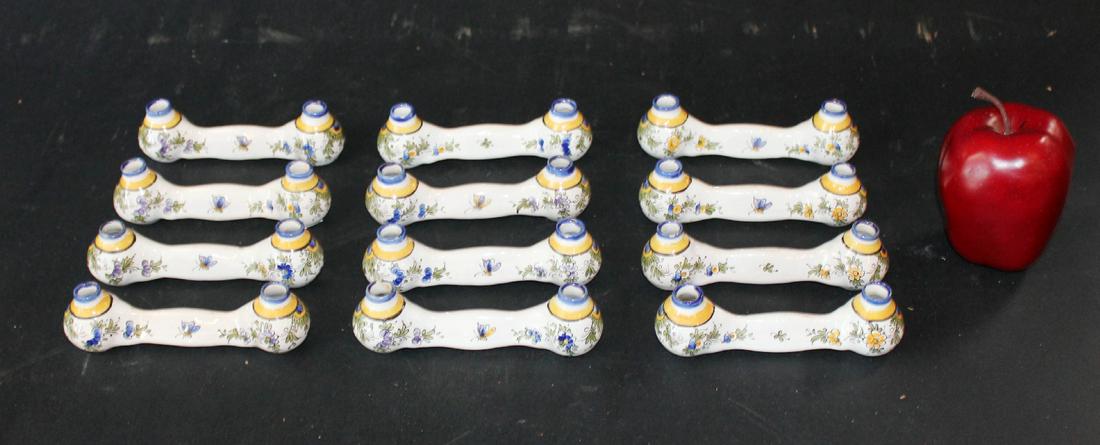 12 Antique French faience pottery knife rests (1 of 4)