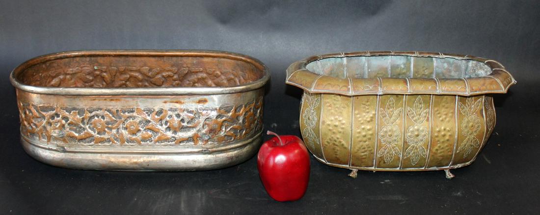 2 embossed metal planters (1 of 5)