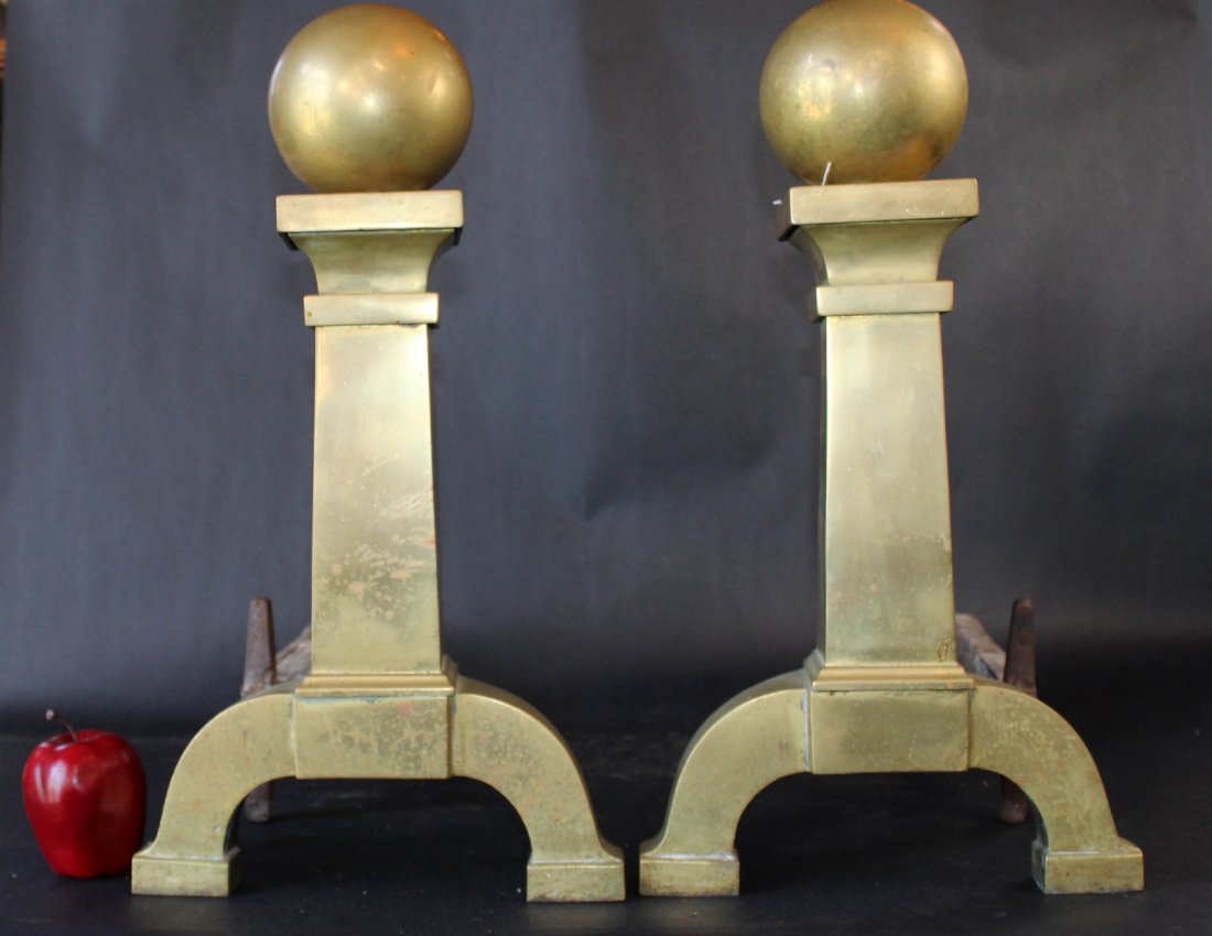 Pair of antique brass andirons (1 of 5)