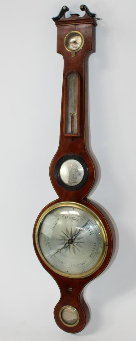 English wheel form barometer in mahogany (1 of 7)