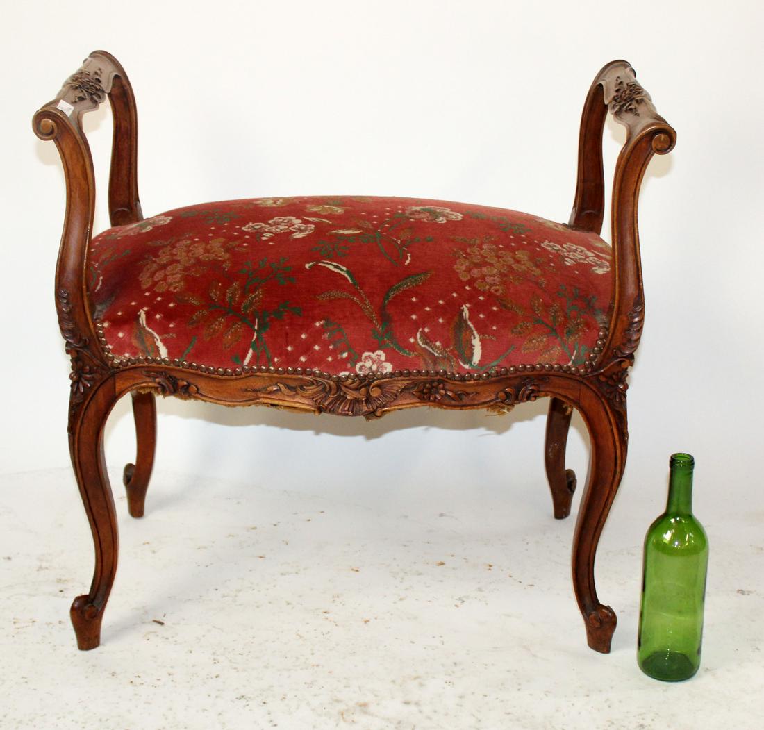 French Louis XV style walnut bench with arms (1 of 9)
