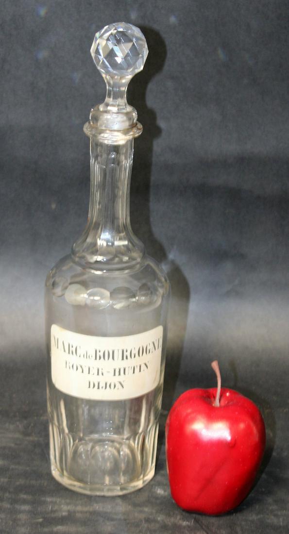 Antique French etched glass  Marc de Bourgogne bottle (1 of 10)