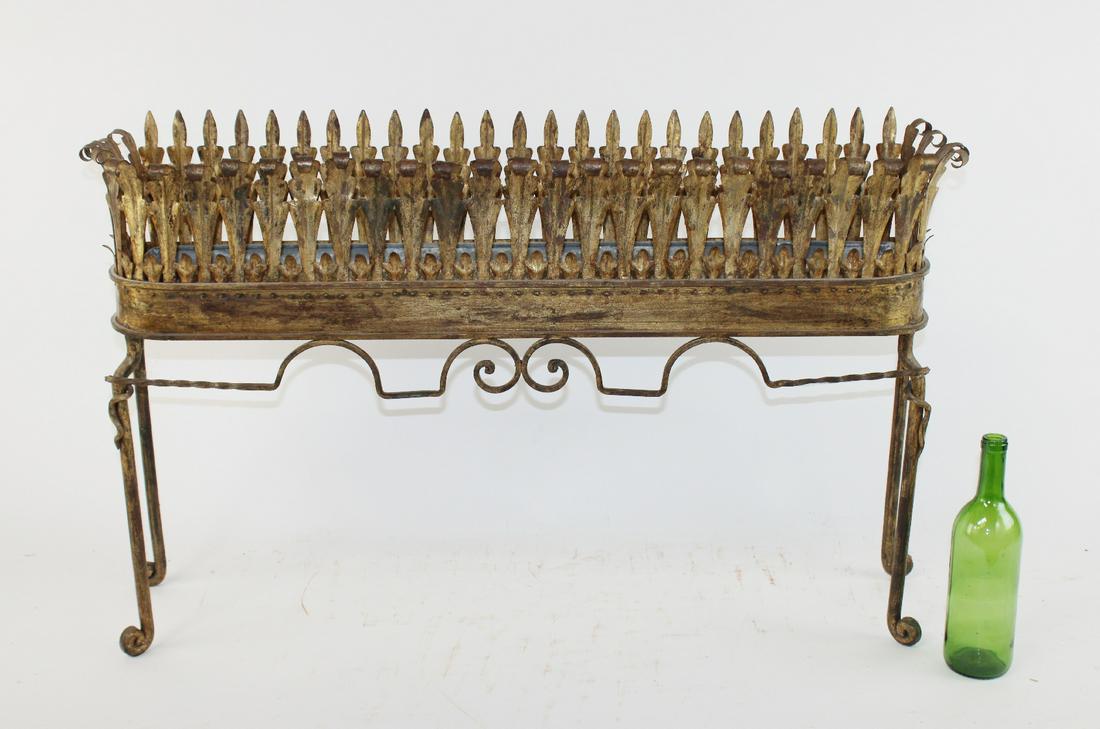 Italian gilt painted metal jardiniere on legs (1 of 10)