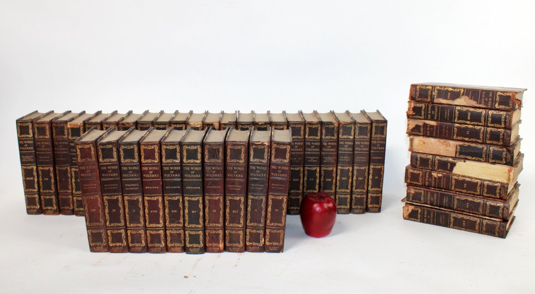 40 volumes leather books "The works of Voltaire" (1 of 8)