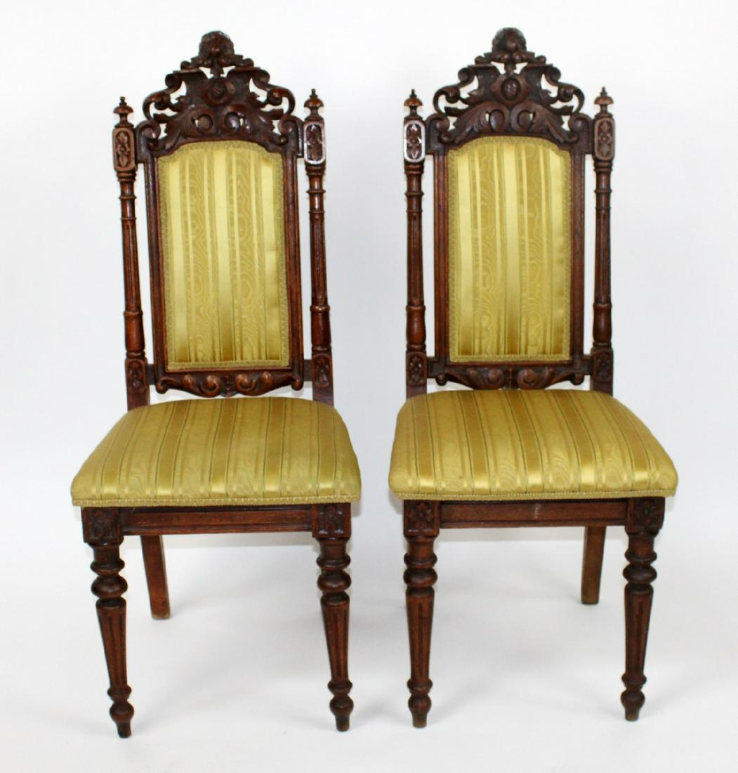 Pair of pierce carved oak side chairs (1 of 8)