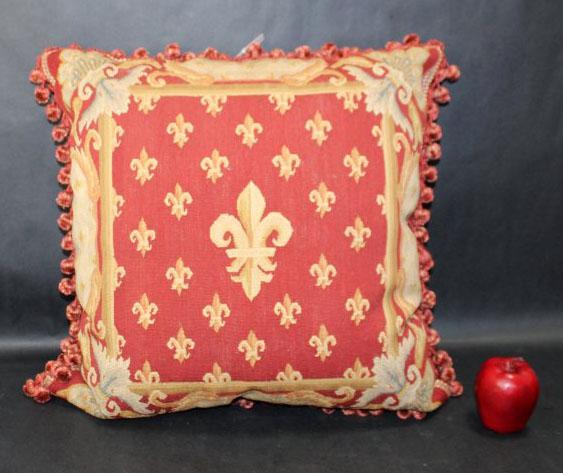 Aubusson tapestry pillow with fleur de lys (1 of 5)