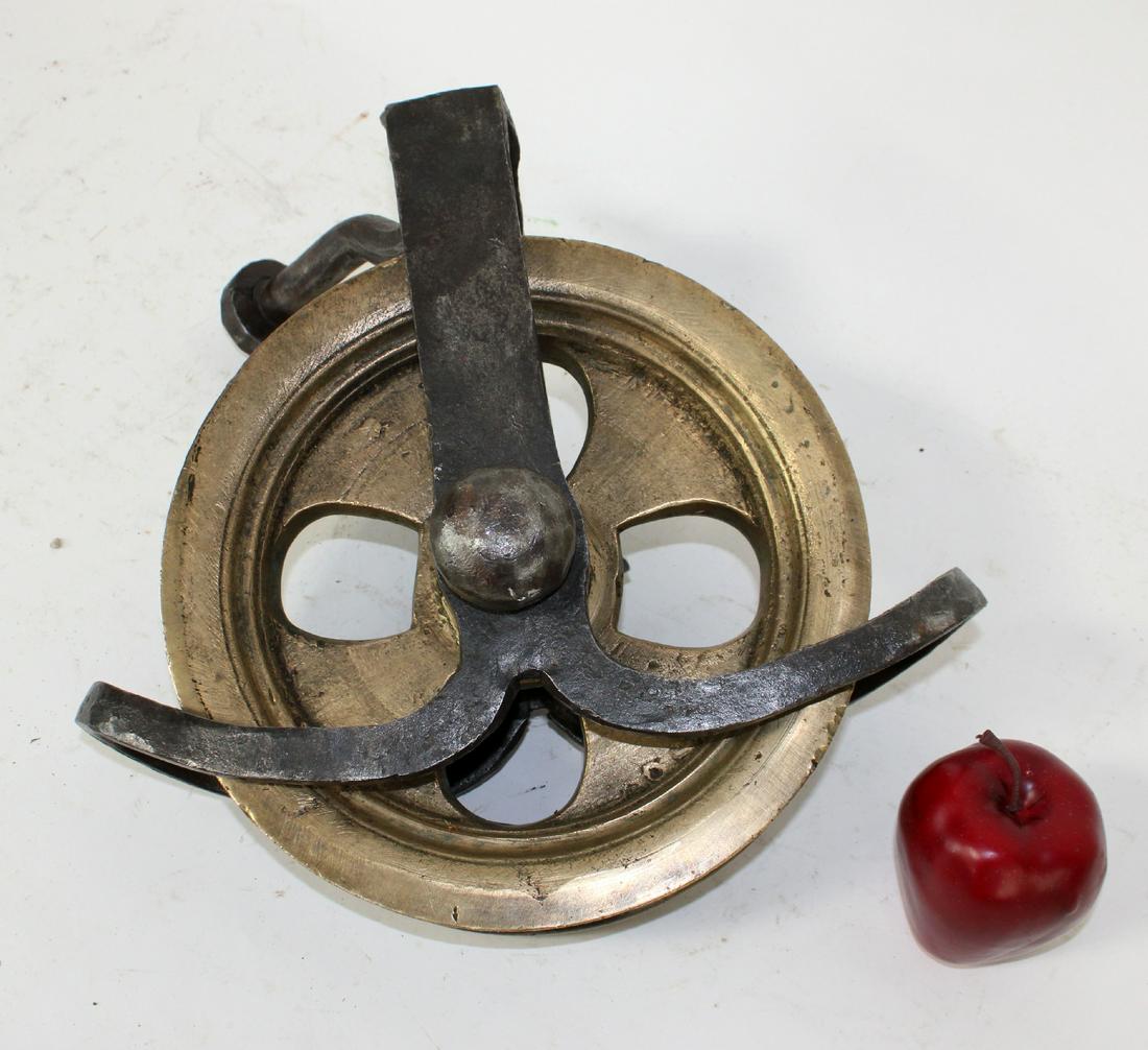 French antique bronze & forged iron farm pulley (1 of 4)