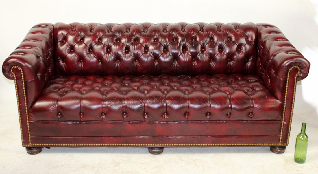 Hancock & Moore oxblood leather chesterfield sofa (1 of 10)