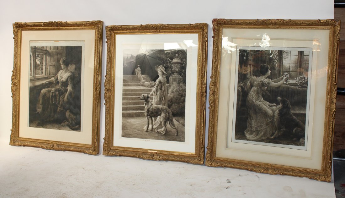Lot of 3 Herbert Dicksee etchings (1 of 20)