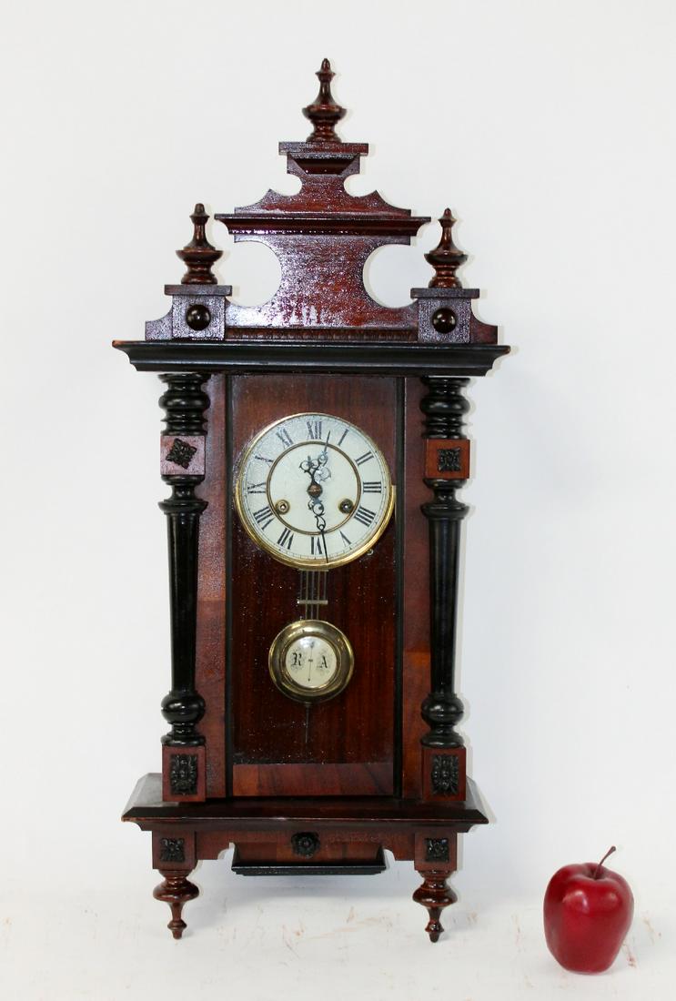 American Eastlake wall clock in mahogany (1 of 10)