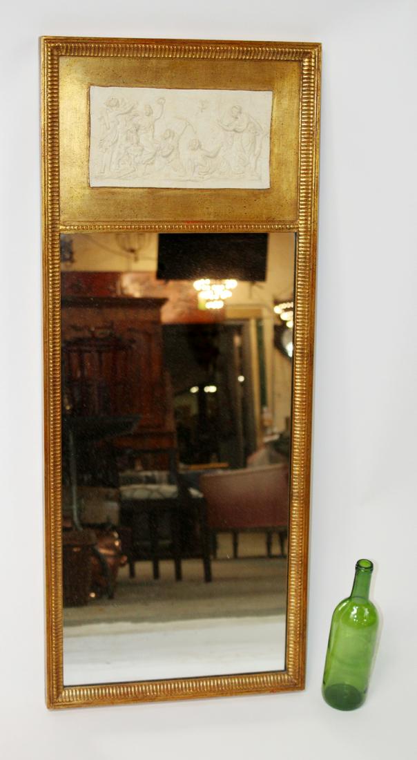 Gilt trumeau mirror with classical scene in  plaster (1 of 6)