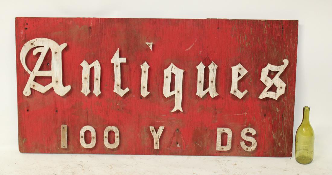 Rustic painted wood Antiques Sign (1 of 6)