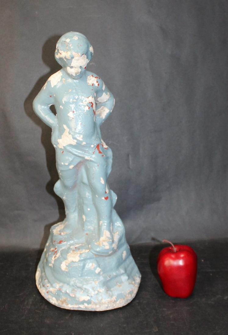 Painted concrete garden statue of boy (1 of 8)
