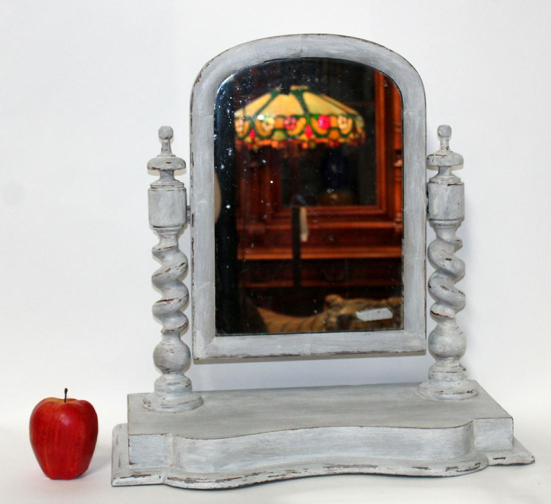 Painted vanity mirror on stand with barley twist (1 of 5)