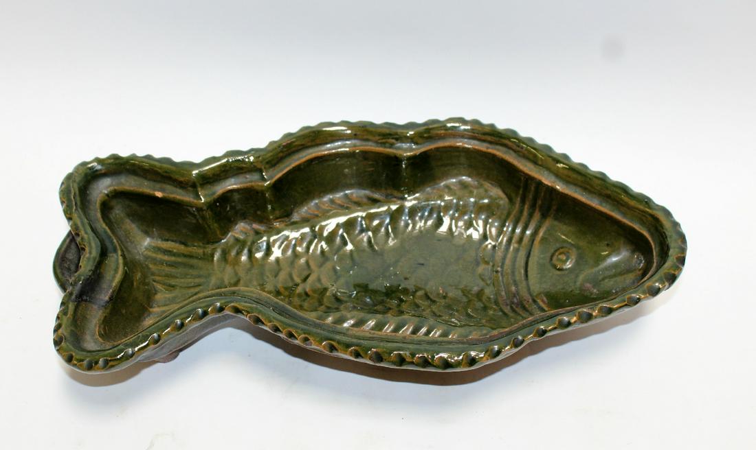 French glazed terra cotta fish terrine mold (1 of 4)