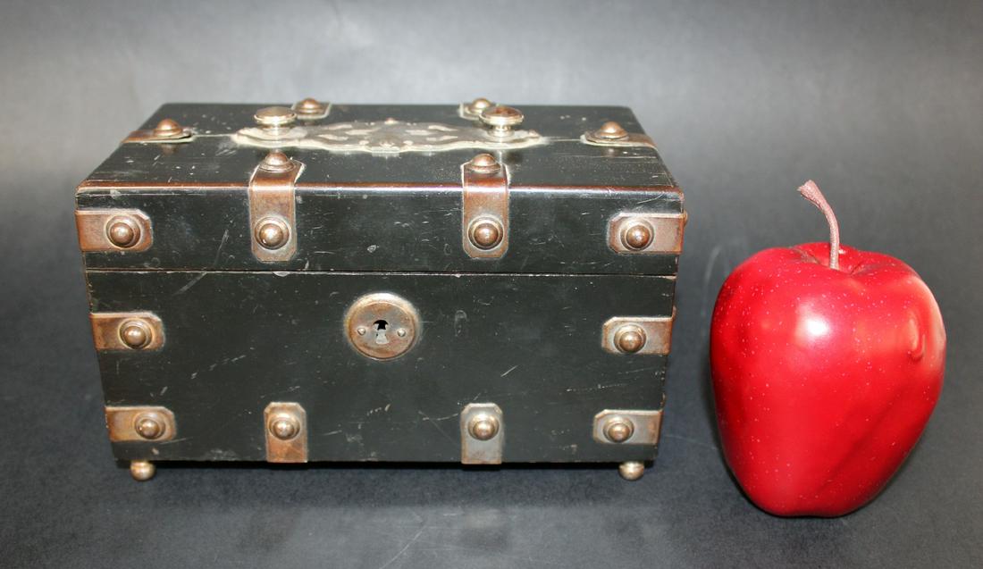 French Napoleon III studded ebonized dresser box (1 of 8)