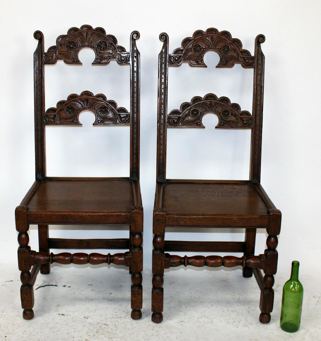 Pair English oak side chairs (1 of 5)