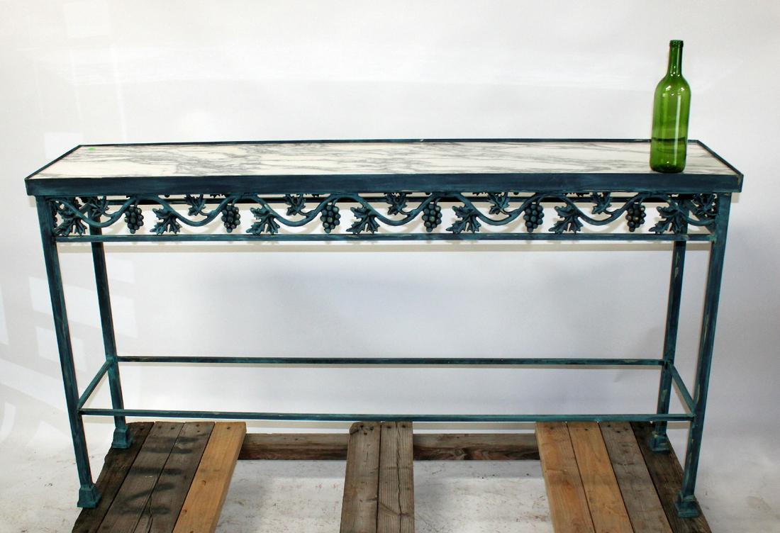 Painted iron marble top console table (1 of 6)