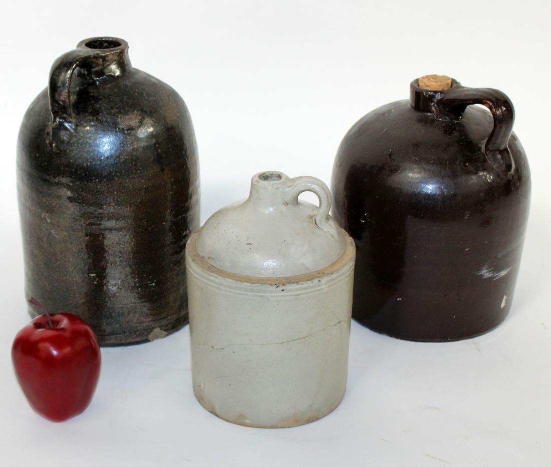 3 American primitive pottery jugs (1 of 9)