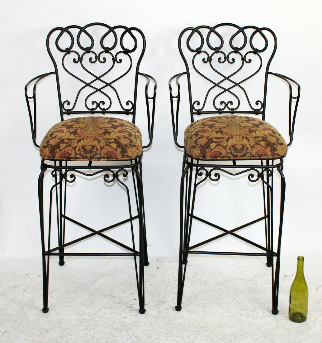 Pair of wrought iron swivel barstools (1 of 6)